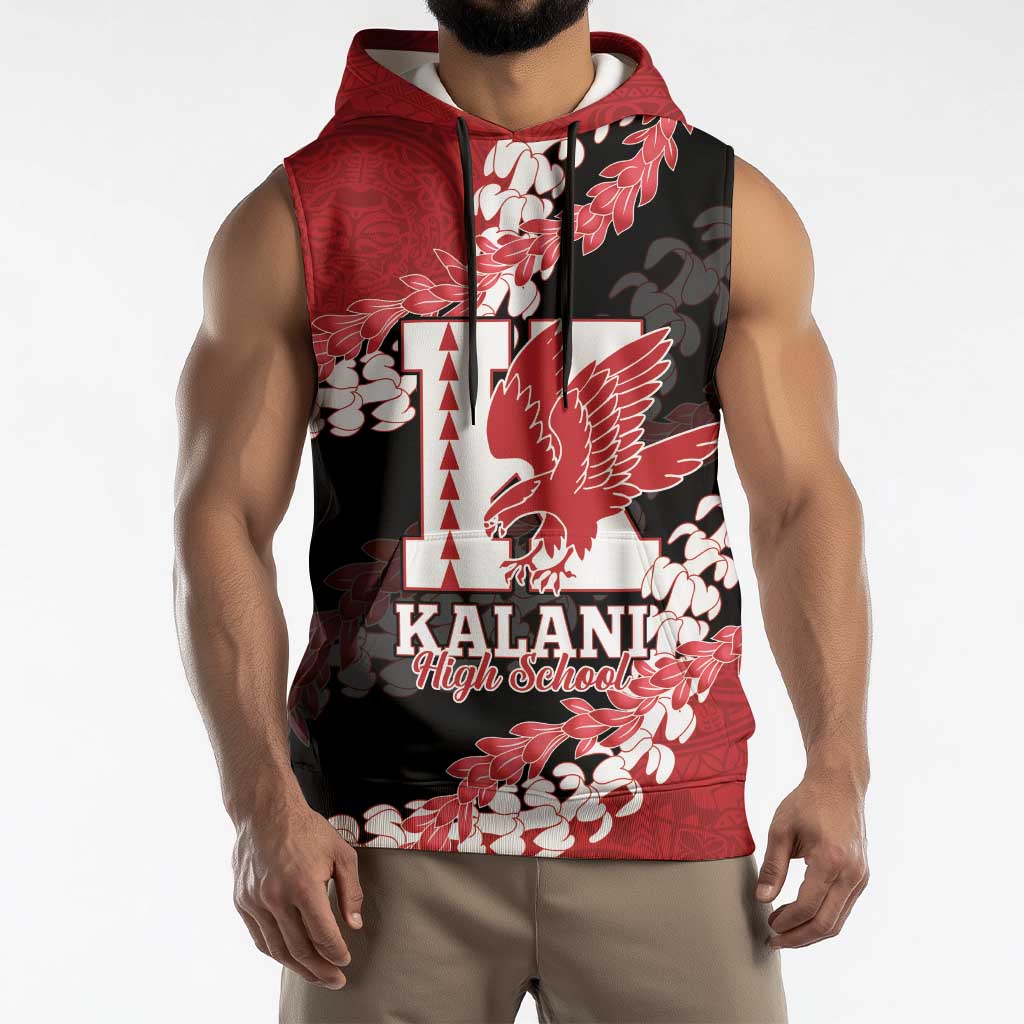 Personalized Kalani Hawaii High School Sleeveless Hoodie Puakenikeni Lei Hawaiian Pattern LT14 - Polynesian Pride