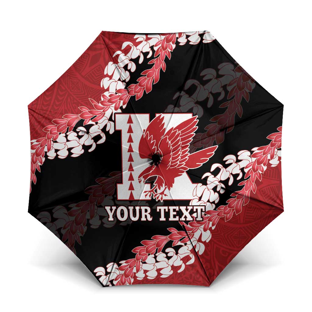 Personalized Kalani Hawaii High School Umbrella Puakenikeni Lei Hawaiian Pattern LT14 One Size Folded 11.42 inch Opened Diameter 37.4 inch Red - Polynesian Pride