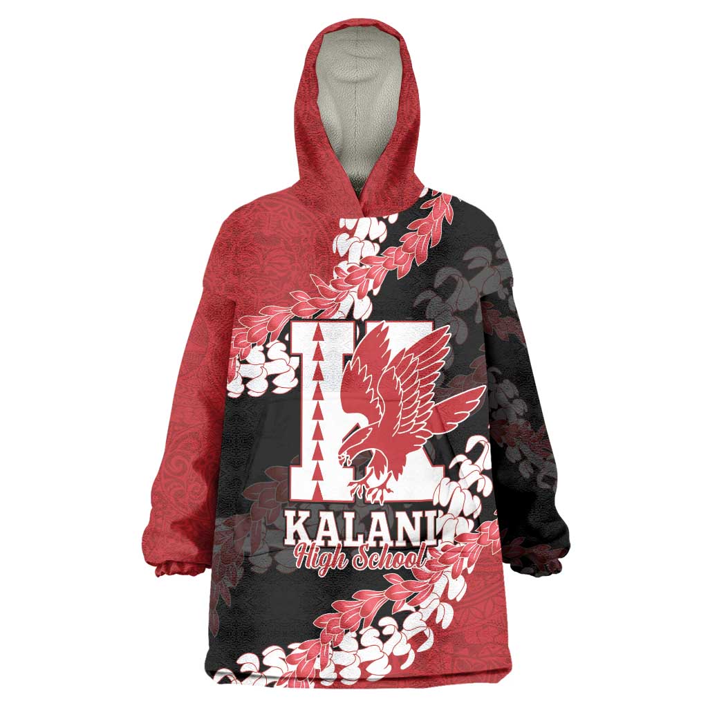 Personalized Kalani Hawaii High School Wearable Blanket Hoodie Puakenikeni Lei Hawaiian Pattern - Polynesian Pride