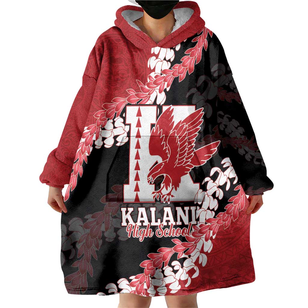 Personalized Kalani Hawaii High School Wearable Blanket Hoodie Puakenikeni Lei Hawaiian Pattern LT14 - Polynesian Pride