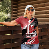 Personalized Kalani Hawaii High School Women Polo Shirt Puakenikeni Lei Hawaiian Pattern - Polynesian Pride