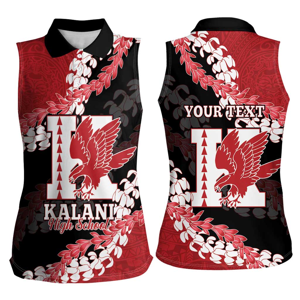 Personalized Kalani Hawaii High School Women Sleeveless Polo Shirt Puakenikeni Lei Hawaiian Pattern LT14 - Polynesian Pride