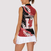 Personalized Kalani Hawaii High School Women Sleeveless Polo Shirt Puakenikeni Lei Hawaiian Pattern LT14 - Polynesian Pride