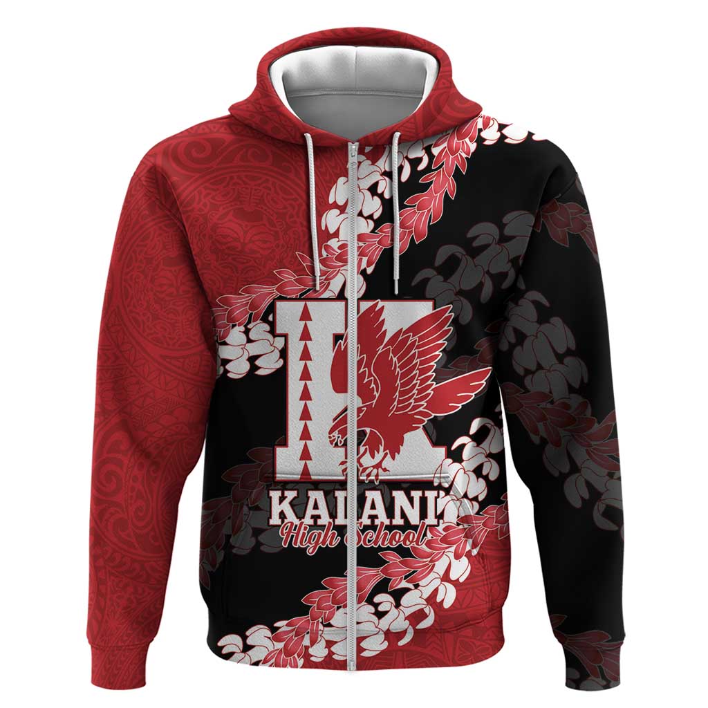 Personalized Kalani Hawaii High School Zip Hoodie Puakenikeni Lei Hawaiian Pattern LT14 Zip Hoodie Red - Polynesian Pride