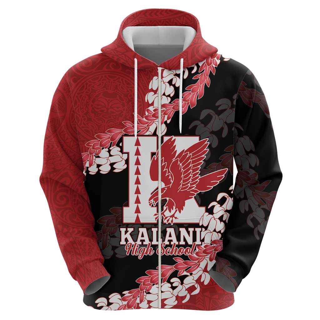 Personalized Kalani Hawaii High School Zip Hoodie Puakenikeni Lei Hawaiian Pattern LT14 - Polynesian Pride