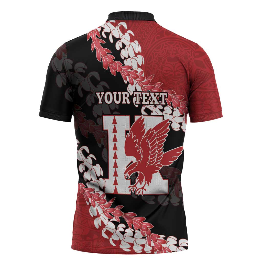 Personalized Kalani Hawaii High School Zipper Polo Shirt Puakenikeni Lei Hawaiian Pattern - Polynesian Pride