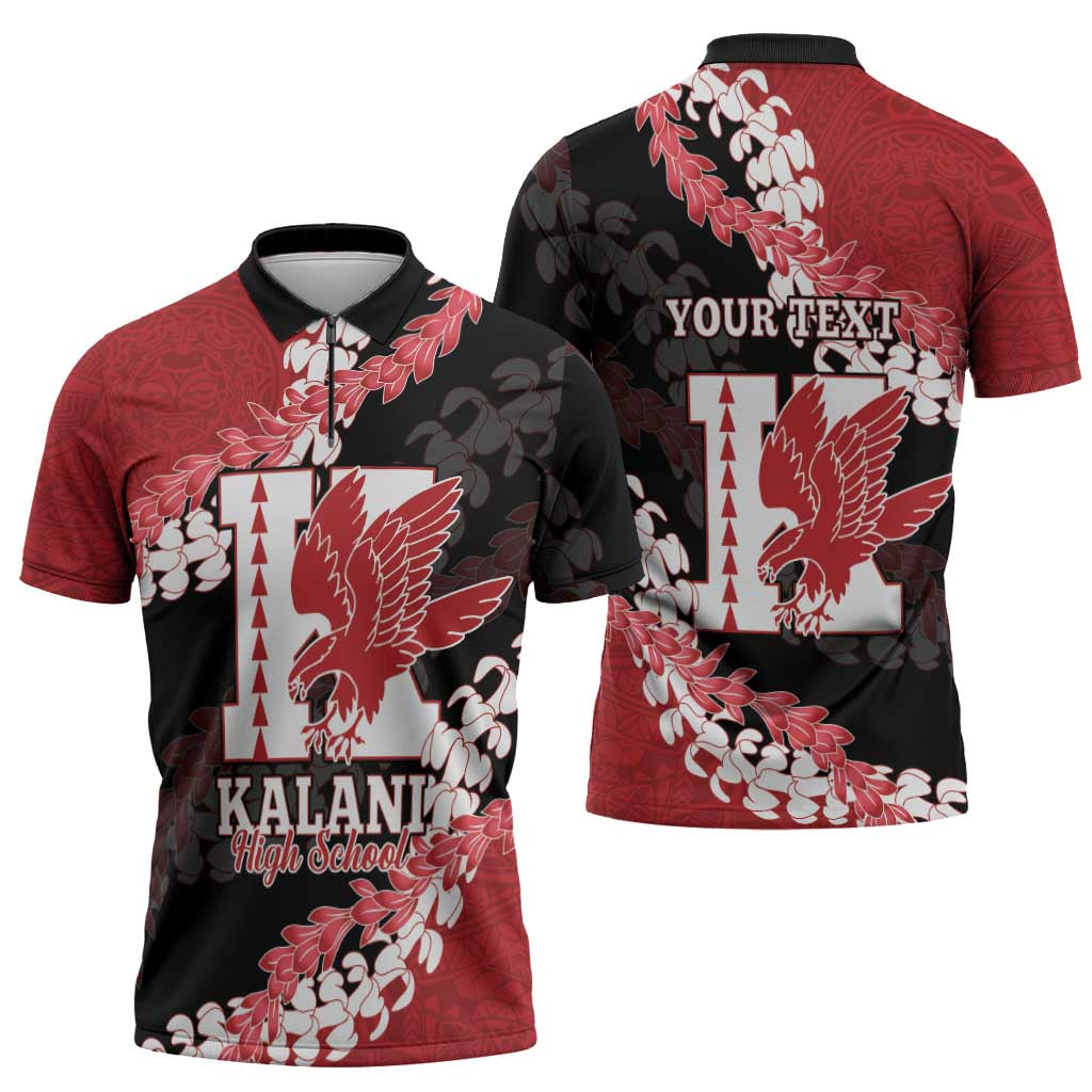 Personalized Kalani Hawaii High School Zipper Polo Shirt Puakenikeni Lei Hawaiian Pattern - Polynesian Pride