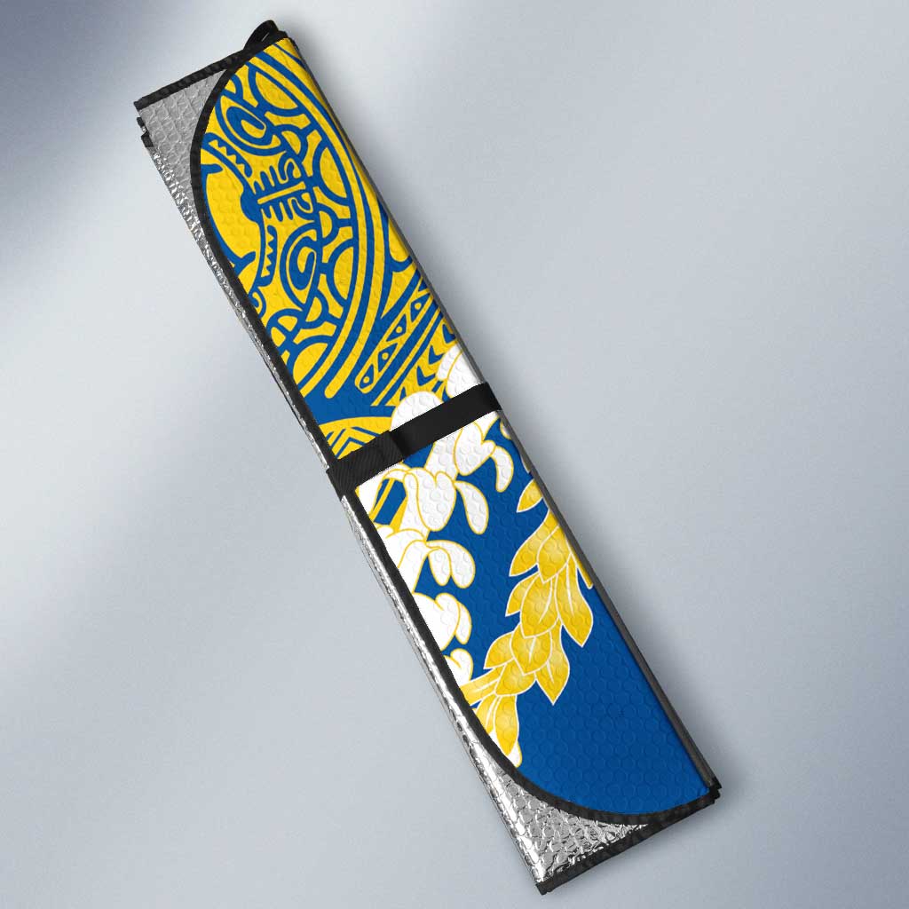 Kaiser Hawaii High School Auto Sun Shade Puakenikeni Lei Hawaiian Pattern - Polynesian Pride