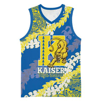 Personalized Kaiser Hawaii High School Basketball Jersey Puakenikeni Lei Hawaiian Pattern - Polynesian Pride