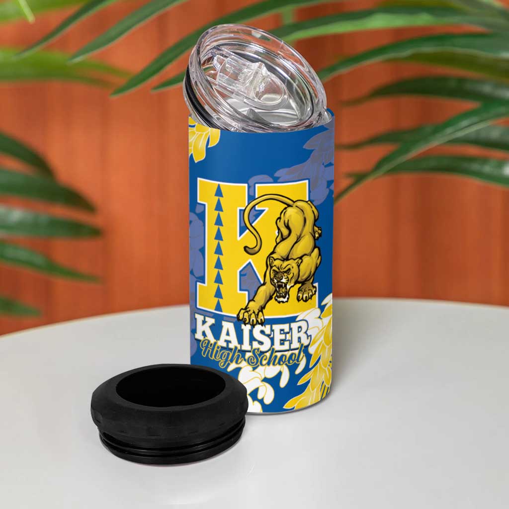 Personalized Kaiser Hawaii High School 4 in 1 Can Cooler Tumbler Puakenikeni Lei Hawaiian Pattern - Polynesian Pride