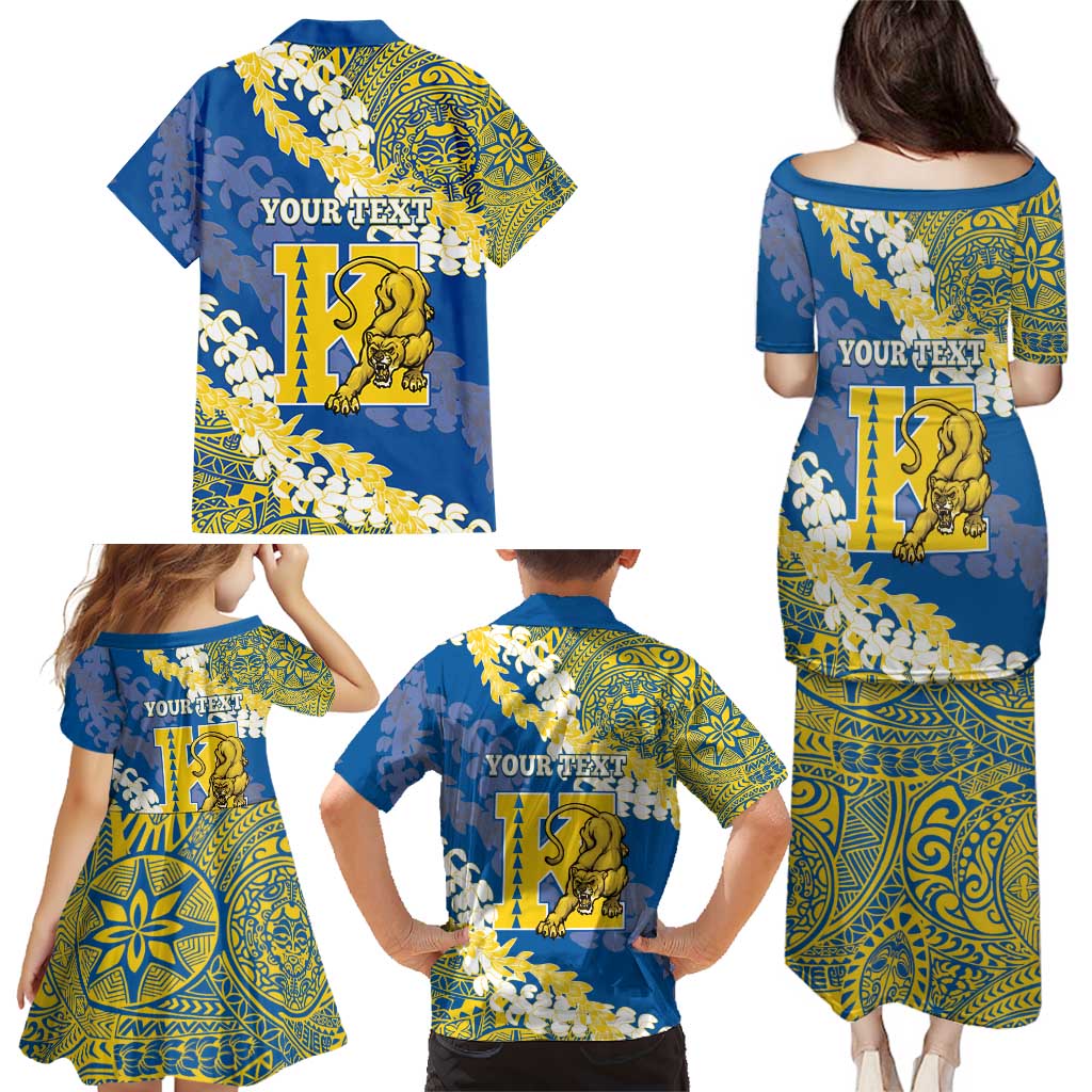 Personalized Kaiser Hawaii High School Family Matching Puletasi and Hawaiian Shirt Puakenikeni Lei Hawaiian Pattern - Polynesian Pride