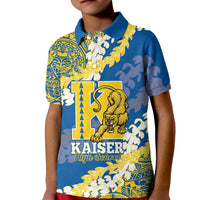 Personalized Kaiser Hawaii High School Kid Polo Shirt Puakenikeni Lei Hawaiian Pattern LT14 Kid Blue - Polynesian Pride