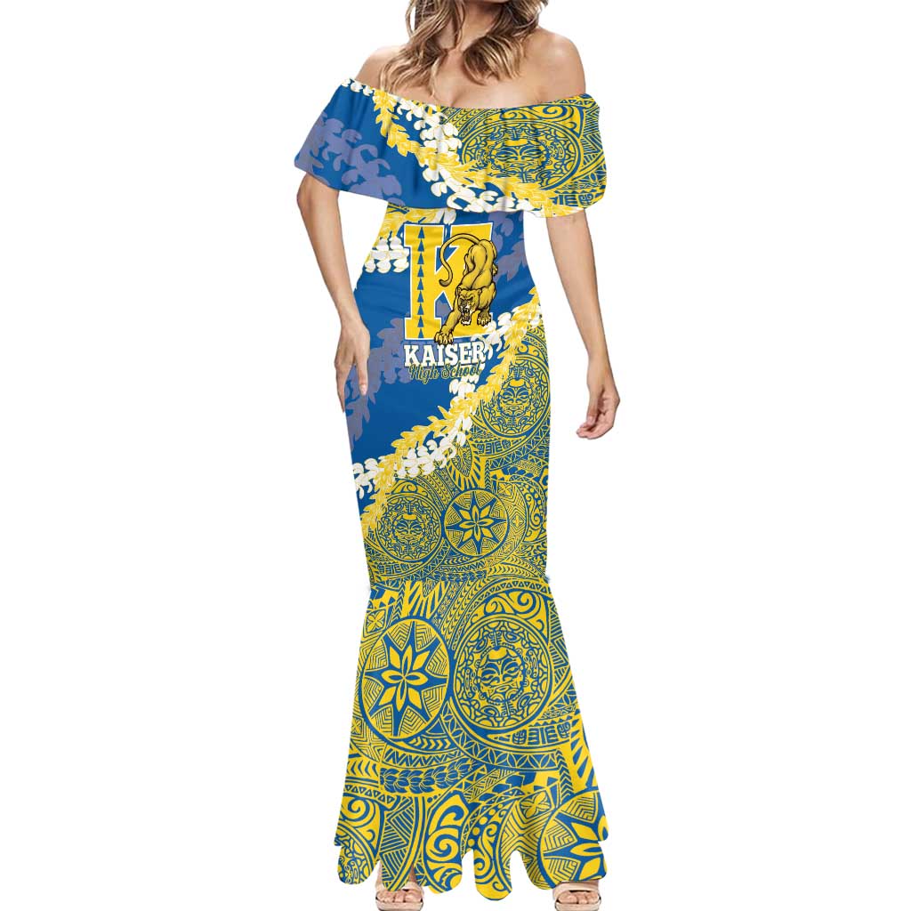 Personalized Kaiser Hawaii High School Mermaid Dress Puakenikeni Lei Hawaiian Pattern - Polynesian Pride