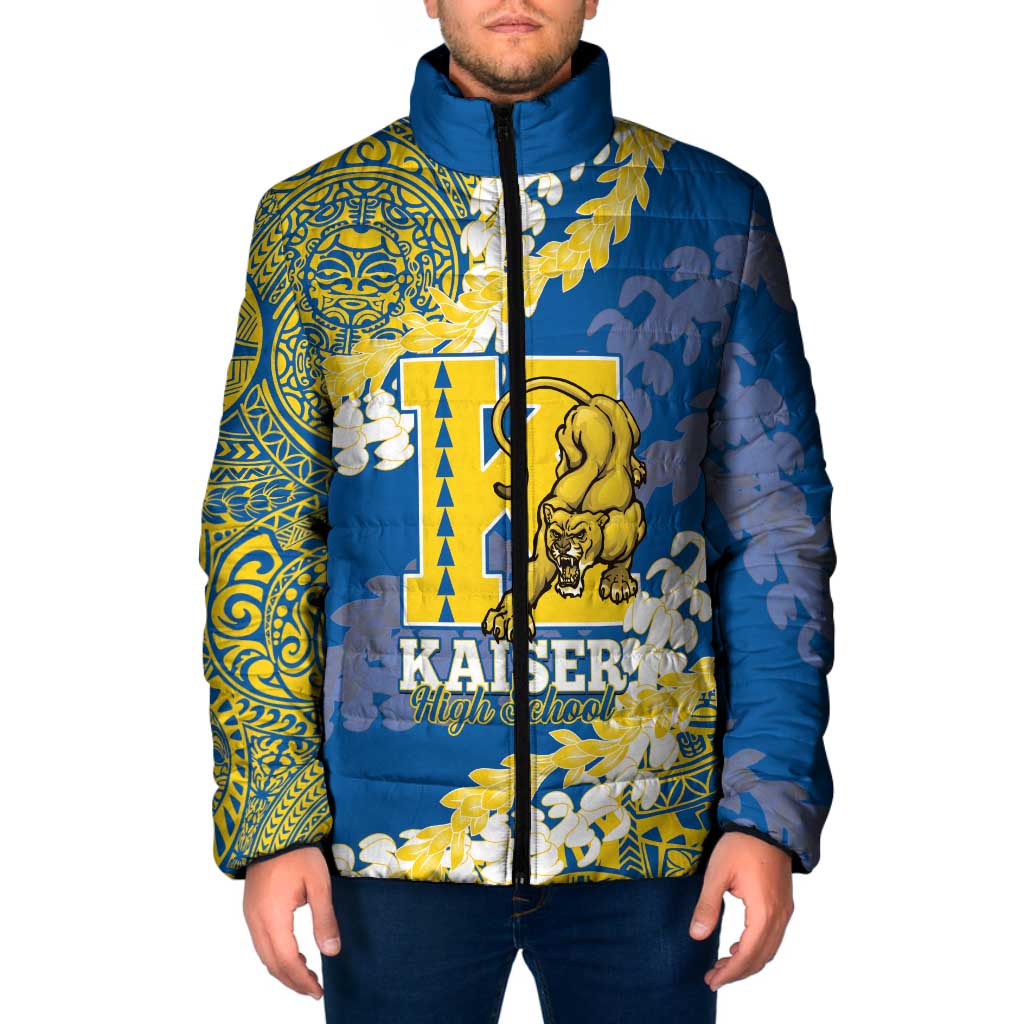 Personalized Kaiser Hawaii High School Padded Jacket Puakenikeni Lei Hawaiian Pattern - Polynesian Pride