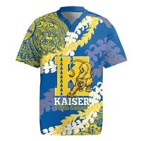 Personalized Kaiser Hawaii High School Rugby Jersey Puakenikeni Lei Hawaiian Pattern LT14 Blue - Polynesian Pride