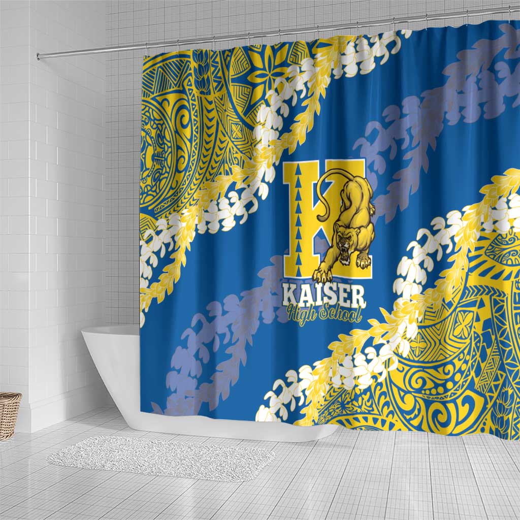 Kaiser Hawaii High School Shower Curtain Puakenikeni Lei Hawaiian Pattern - Polynesian Pride