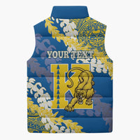 Personalized Kaiser Hawaii High School Sleeveless Puffer Jacket Puakenikeni Lei Hawaiian Pattern - Polynesian Pride