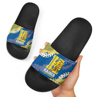 Kaiser Hawaii High School Slide Sandals Puakenikeni Lei Hawaiian Pattern LT14 - Polynesian Pride