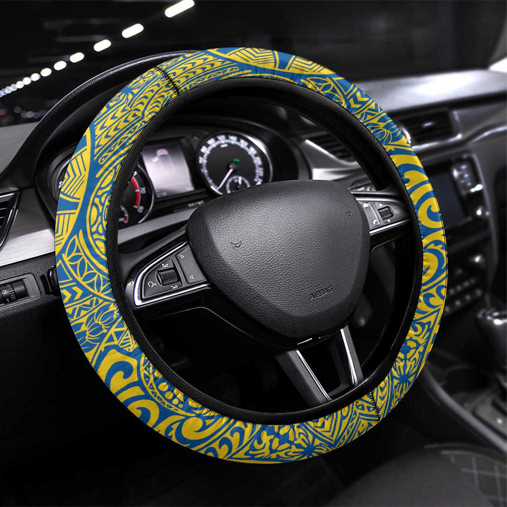 Kaiser Hawaii High School Steering Wheel Cover Puakenikeni Lei Hawaiian Pattern - Polynesian Pride