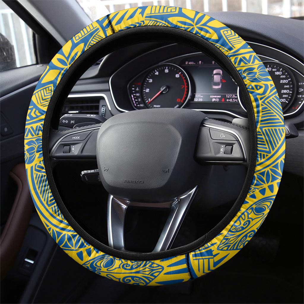 Kaiser Hawaii High School Steering Wheel Cover Puakenikeni Lei Hawaiian Pattern - Polynesian Pride