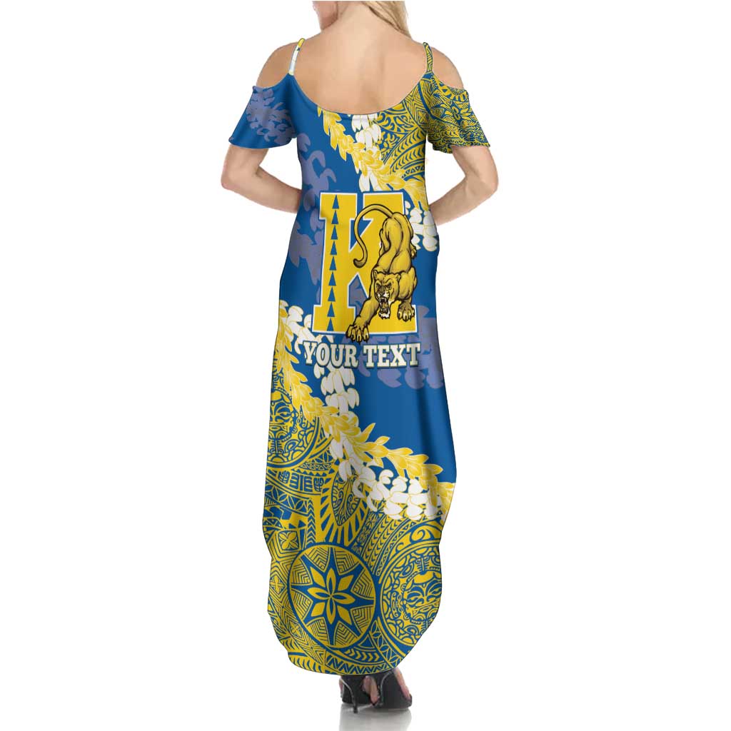 Personalized Kaiser Hawaii High School Summer Maxi Dress Puakenikeni Lei Hawaiian Pattern - Polynesian Pride