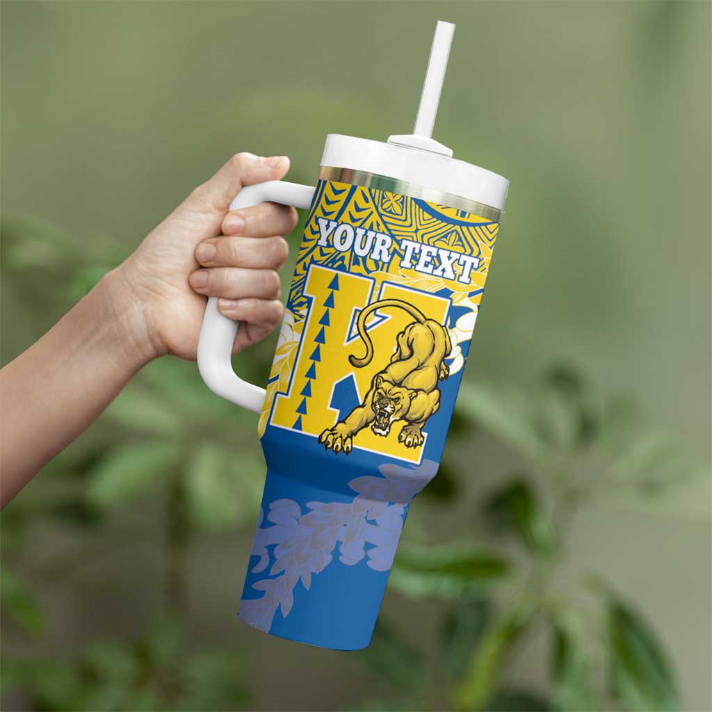 Personalized Kaiser Hawaii High School Tumbler With Handle Puakenikeni Lei Hawaiian Pattern - Polynesian Pride