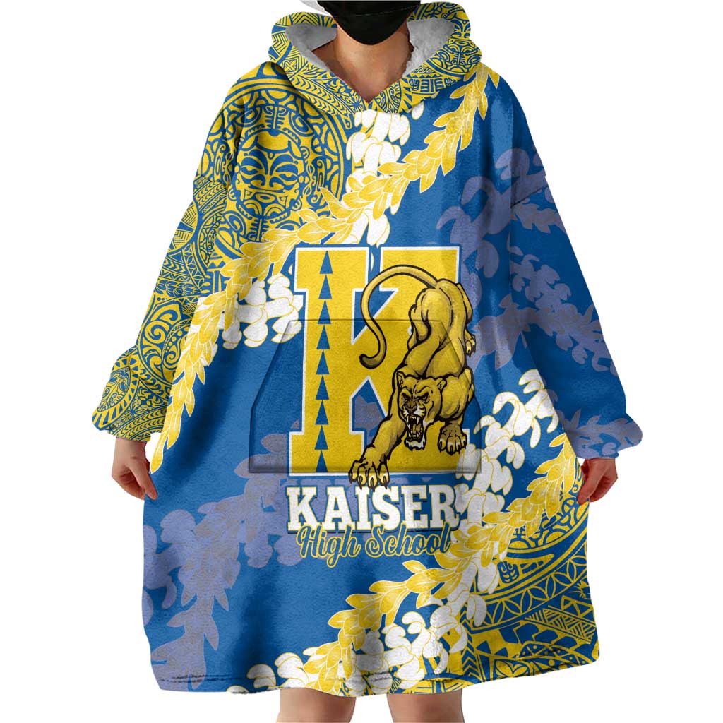 Personalized Kaiser Hawaii High School Wearable Blanket Hoodie Puakenikeni Lei Hawaiian Pattern LT14 - Polynesian Pride