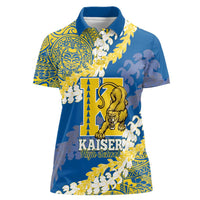 Personalized Kaiser Hawaii High School Women Polo Shirt Puakenikeni Lei Hawaiian Pattern LT14 Female Blue - Polynesian Pride