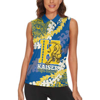 Personalized Kaiser Hawaii High School Women Sleeveless Polo Shirt Puakenikeni Lei Hawaiian Pattern - Polynesian Pride
