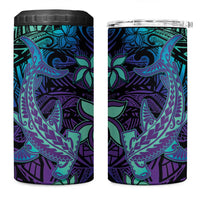 Purple Paradise Hawaiian Tribal Hammerhead Shark 4 in 1 Can Cooler Tumbler