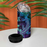 Purple Paradise Hawaiian Tribal Hammerhead Shark 4 in 1 Can Cooler Tumbler