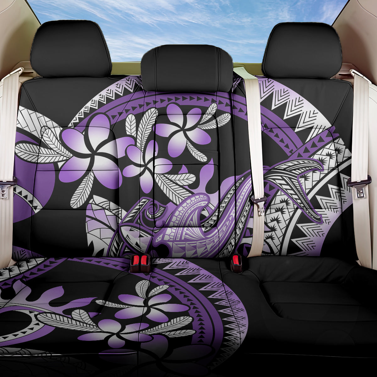 Purple Polynesian Back Car Seat Cover Hammerhead Shark Tattoo Royal Plumeria Gradient Vibes LT14 One Size Purple - Polynesian Pride