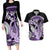 Purple Polynesian Couples Matching Long Sleeve Bodycon Dress and Hawaiian Shirt Hammerhead Shark Tattoo Royal Plumeria Gradient Vibes LT14 Purple - Polynesian Pride