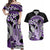 Purple Polynesian Couples Matching Off Shoulder Maxi Dress and Hawaiian Shirt Hammerhead Shark Tattoo Royal Plumeria Gradient Vibes LT14 Purple - Polynesian Pride