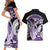 Purple Polynesian Couples Matching Short Sleeve Bodycon Dress and Hawaiian Shirt Hammerhead Shark Tattoo Royal Plumeria Gradient Vibes LT14 - Polynesian Pride