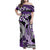 Purple Polynesian Family Matching Off Shoulder Maxi Dress and Hawaiian Shirt Hammerhead Shark Tattoo Royal Plumeria Gradient Vibes LT14 Mom's Dress Purple - Polynesian Pride