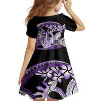 Purple Polynesian Family Matching Off Shoulder Short Dress and Hawaiian Shirt Hammerhead Shark Tattoo Royal Plumeria Gradient Vibes LT14 - Polynesian Pride