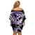 Purple Polynesian Family Matching Off Shoulder Short Dress and Hawaiian Shirt Hammerhead Shark Tattoo Royal Plumeria Gradient Vibes LT14 - Polynesian Pride