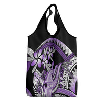 Purple Polynesian Grocery Bag Hammerhead Shark Tattoo Royal Plumeria Gradient LT14 - Polynesian Pride
