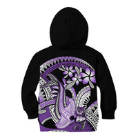 Purple Polynesian Kid Hoodie Hammerhead Shark Tattoo Royal Plumeria Gradient Vibes LT14 - Polynesian Pride