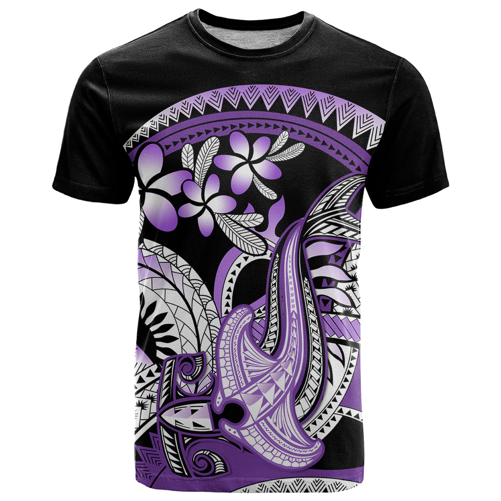 Purple Polynesian T Shirt Hammerhead Shark Tattoo Royal Plumeria Gradient Vibes LT14 Purple - Polynesian Pride