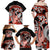 Red Polynesian Family Matching Off Shoulder Maxi Dress and Hawaiian Shirt Hammerhead Shark Tattoo Royal Plumeria Gradient Vibes LT14 - Polynesian Pride