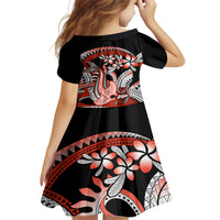 Red Polynesian Family Matching Off Shoulder Short Dress and Hawaiian Shirt Hammerhead Shark Tattoo Royal Plumeria Gradient Vibes LT14 - Polynesian Pride