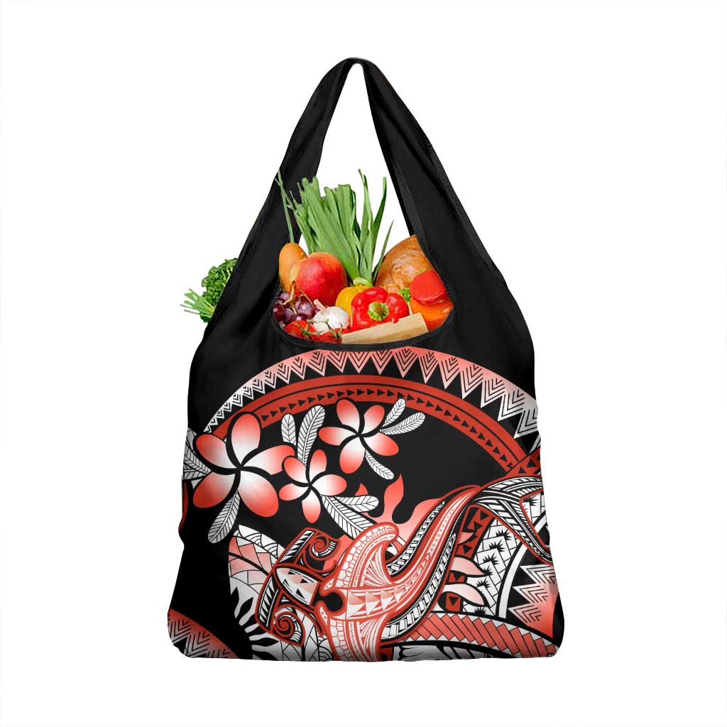 Red Polynesian Grocery Bag Hammerhead Shark Tattoo Royal Plumeria Gradient LT14 1-pack One Size Red - Polynesian Pride