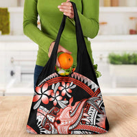 Red Polynesian Grocery Bag Hammerhead Shark Tattoo Royal Plumeria Gradient LT14 - Polynesian Pride