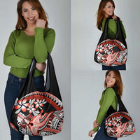 Red Polynesian Grocery Bag Hammerhead Shark Tattoo Royal Plumeria Gradient LT14 - Polynesian Pride