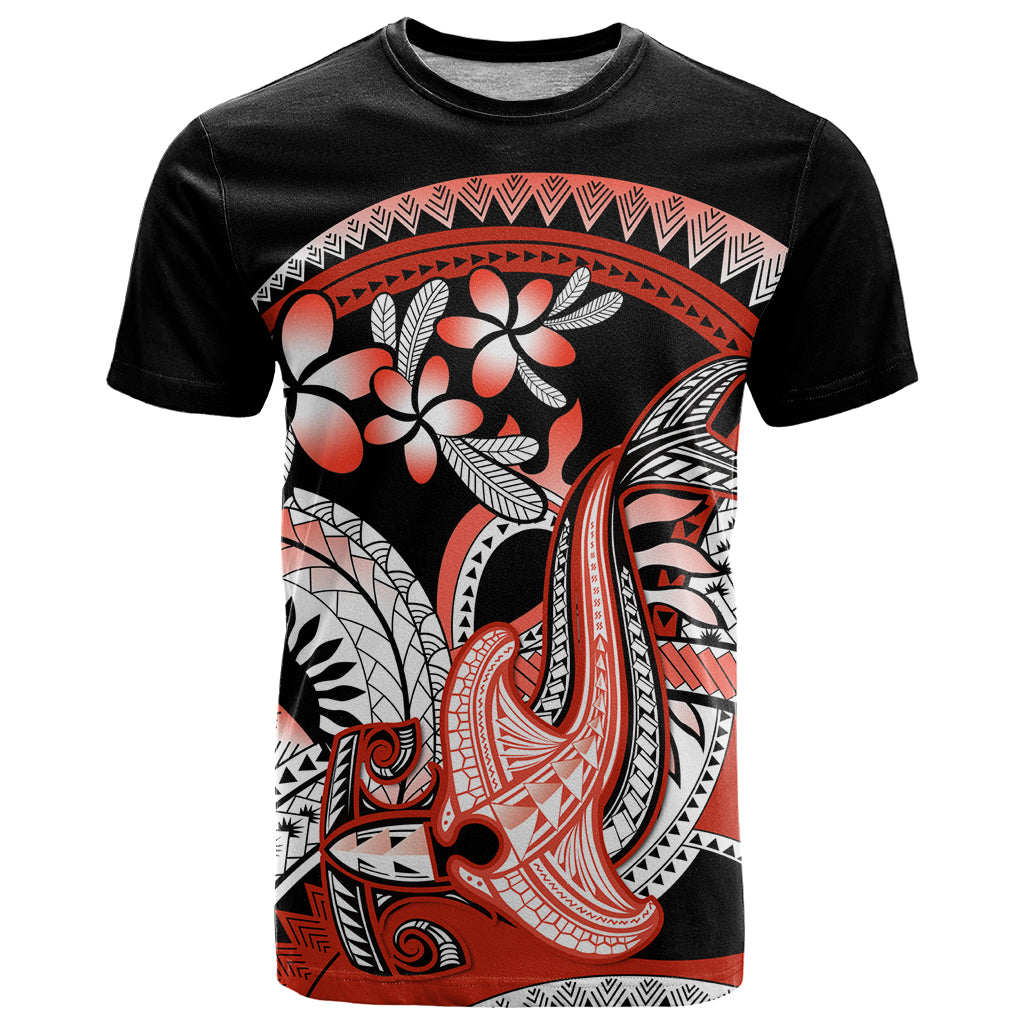 Red Polynesian T Shirt Hammerhead Shark Tattoo Royal Plumeria Gradient Vibes LT14 Red - Polynesian Pride