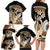 Gold Polynesian Hammerhead Shark Tattoo Family Matching Long Sleeve Bodycon Dress and Hawaiian Shirt Royal Plumeria Gradient Vibes LT14 - Polynesian Pride