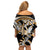 Gold Polynesian Hammerhead Shark Tattoo Family Matching Off Shoulder Short Dress and Hawaiian Shirt Royal Plumeria Gradient Vibes LT14 - Polynesian Pride