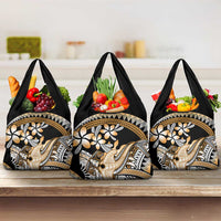 Gold Polynesian Hammerhead Shark Tattoo Grocery Bag Royal Plumeria Gradient Vibes LT14 3-pack One Size Gold - Polynesian Pride